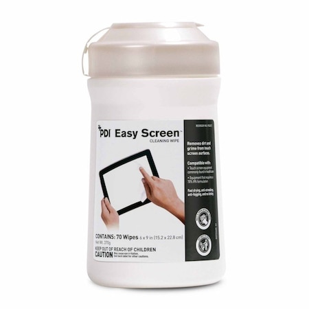 Easy Screen Surface Cleaner, Premoistened Alcohol Based, Manual Pull, 70 Wipes, Canister, 70PK P03672